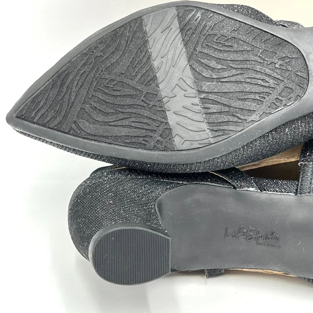 Life Stride Womens Size 9 Minimalist‎ Black Low Heel Pointed Toe Heels Shoes